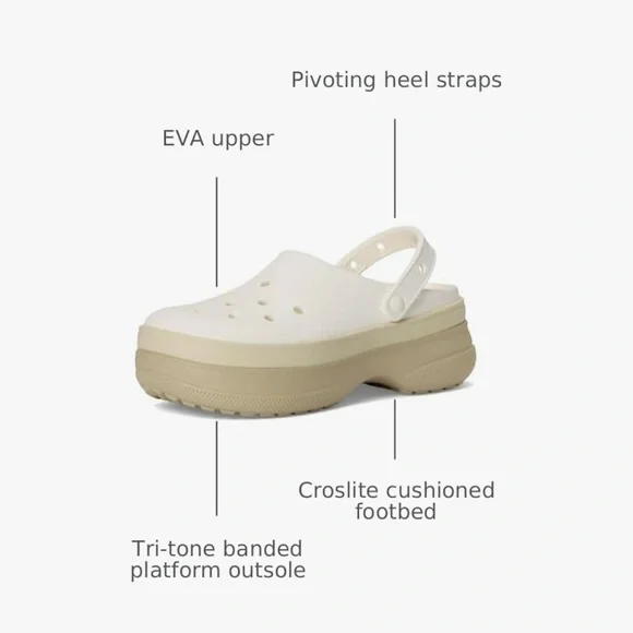 CROCS NWT Stacked platform clogs white & beige women’s 8 - Picture 5 of 8